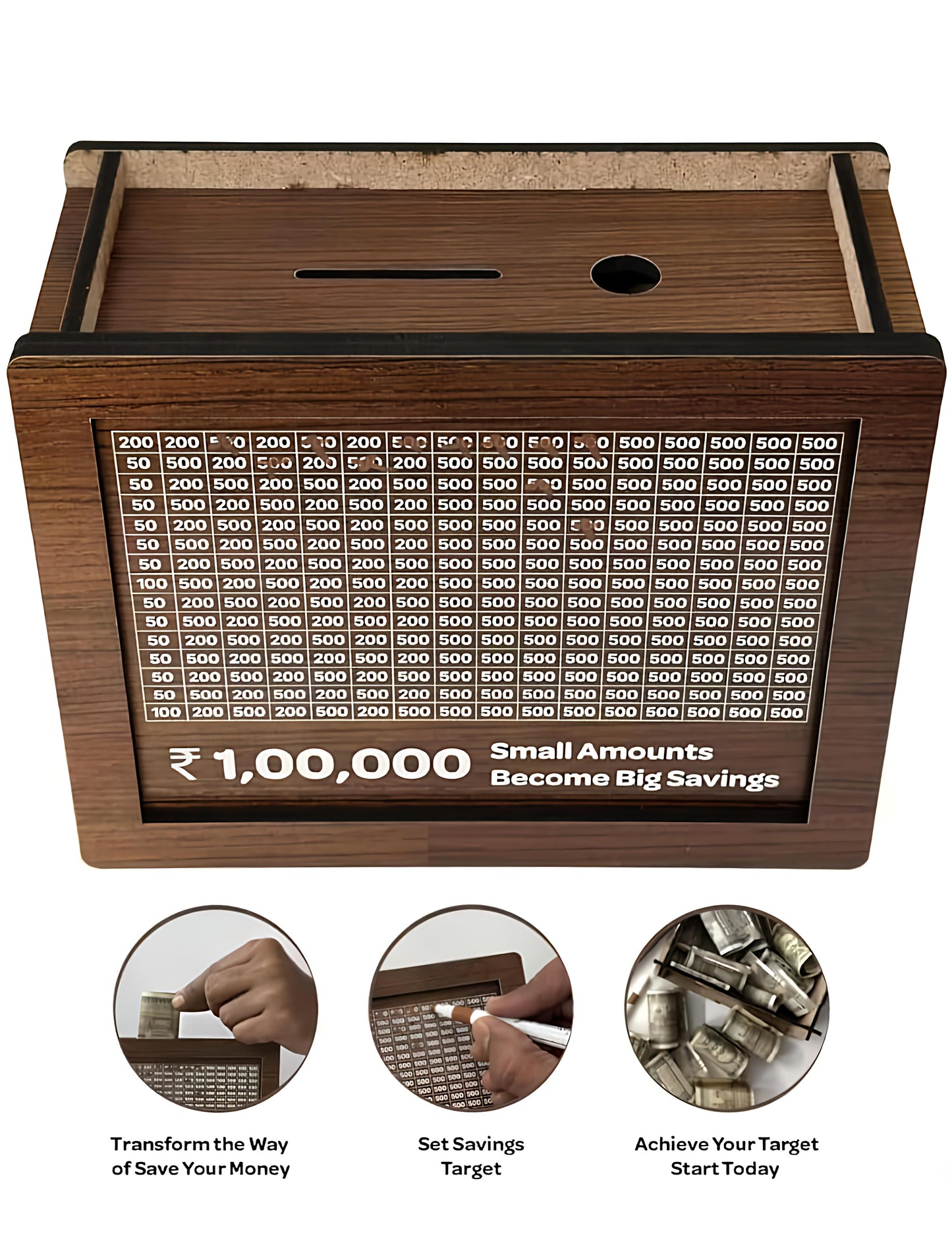 1 lakh wooden piggy bank