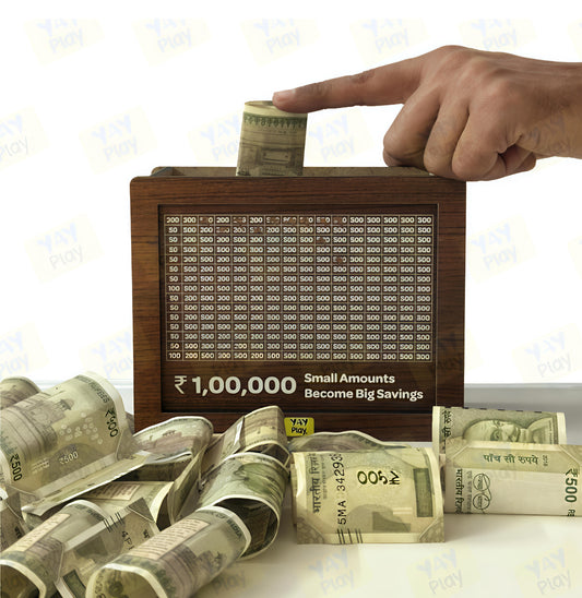 1 lakh wooden piggy bank